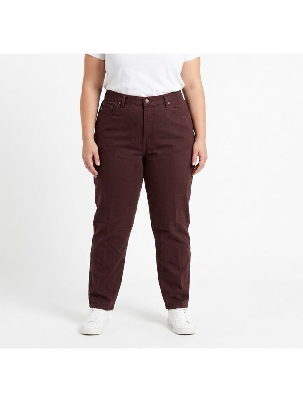 NWT Vintage Chic Burgundy Cotton Jeans Womens Plus Size 22W High Rise Tapered